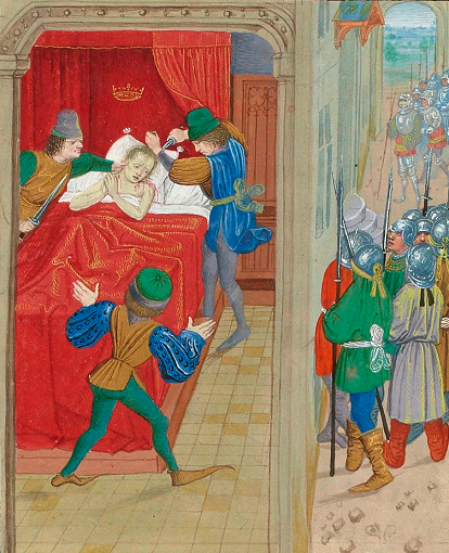 Assassinat de Pierre Ier de Chypre - Jean Froissart - Chroniques - Brugges - XVe sicle (BNF, FR 2645)